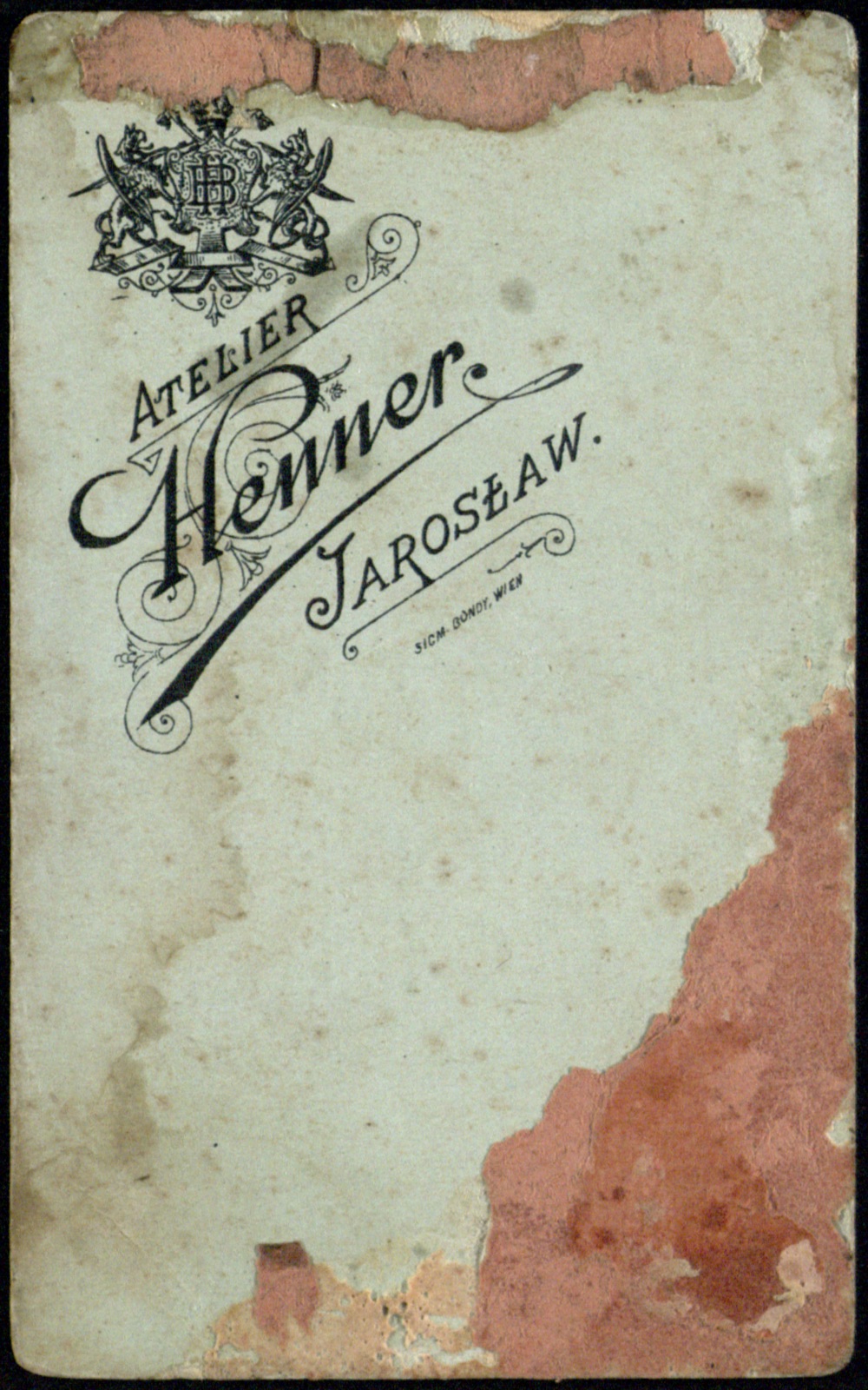Odwrocie karty: portret młodego mężczyzny w garniturze (fotografia gabinetowa, ok. 1900–1906)