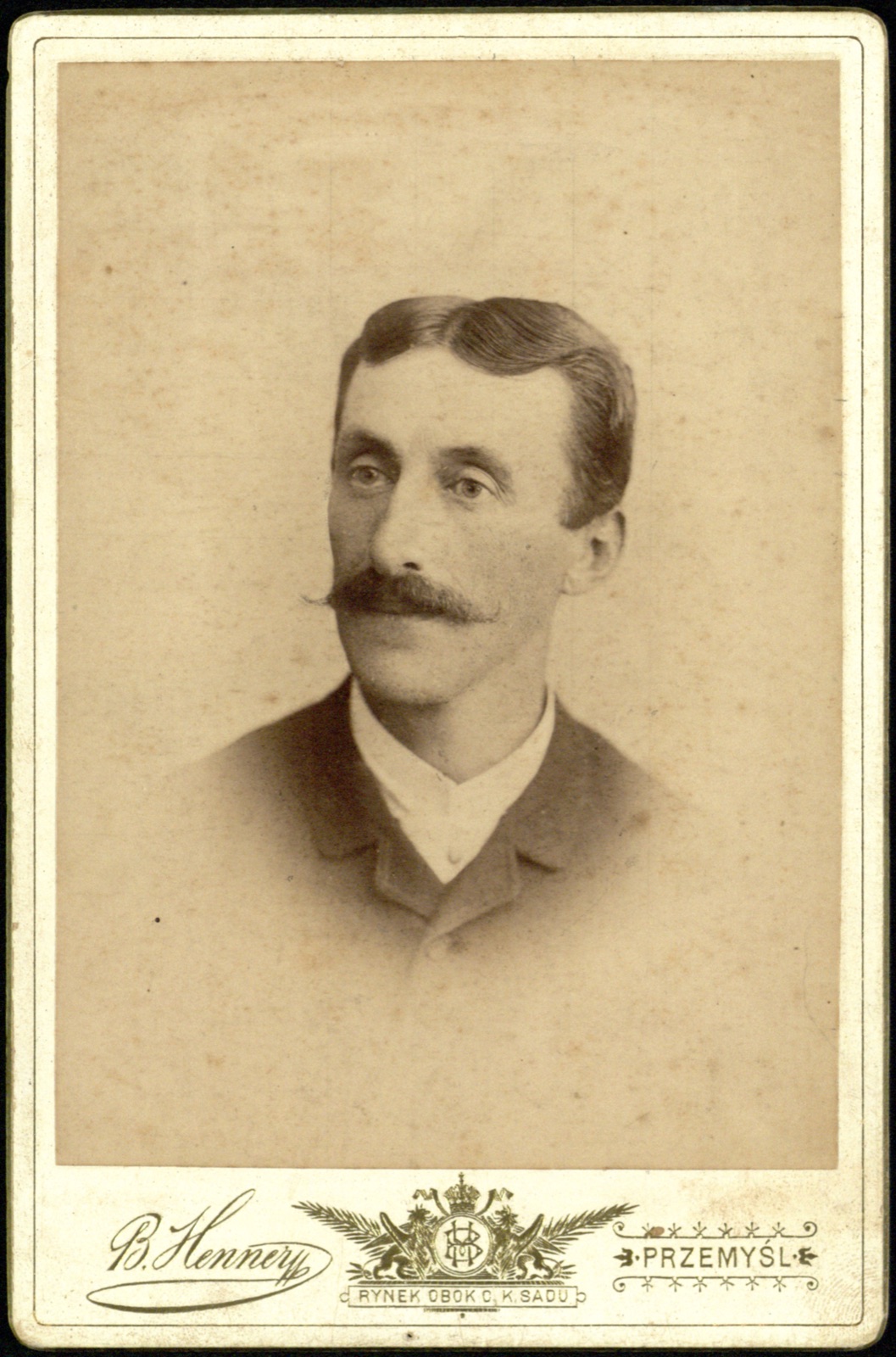 portret mężczyzny z wąsem, z dedykacją (Brzeżany), datowany ok. 1894