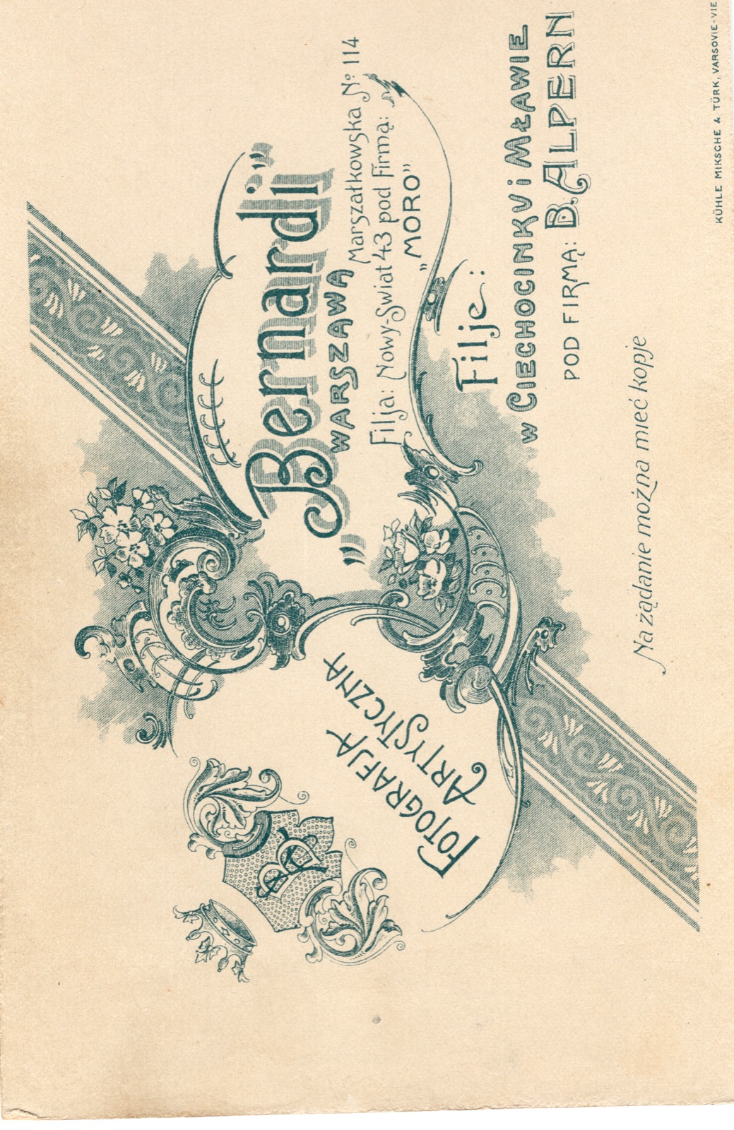 Odwrocie karty: portret młodej kobiety (fotografia gabinetowa, ok. 1905)