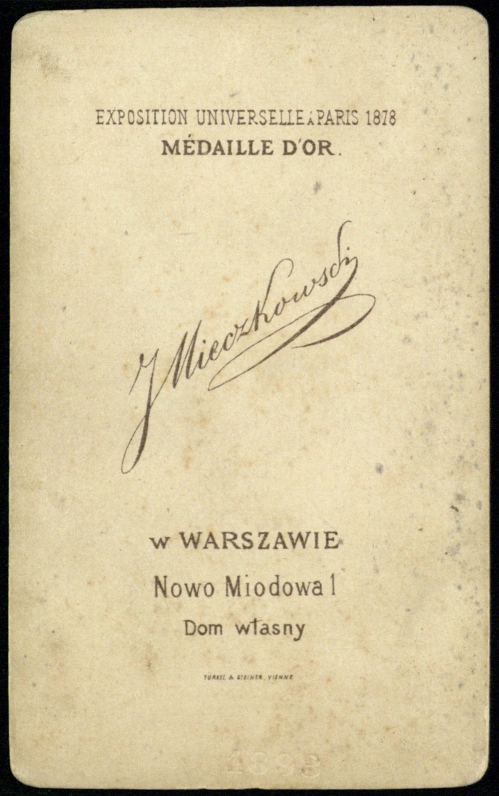Odwrocie karty: portret mężczyzny z wąsem (fotografia gabinetowa, ok. 1898)