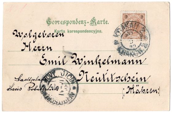 Odwrocie karty: Do Emila w Morawach, 31 marca 1899