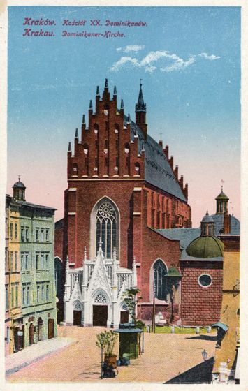 Ceglany szczyt Dominikanów w barwie