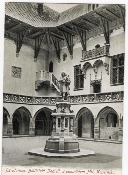 Kopernik na dziedzińcu Collegium Maius