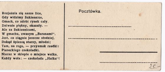 Odwrocie karty: Wierszyk o czekoladzie „Halka”
