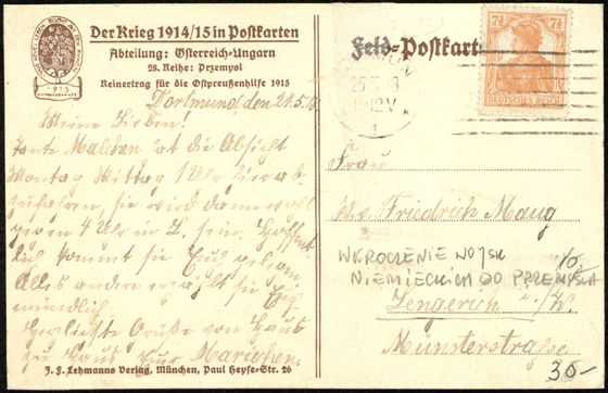 Odwrocie karty: Defilada wojsk bawarskich, poczta polowa 1918