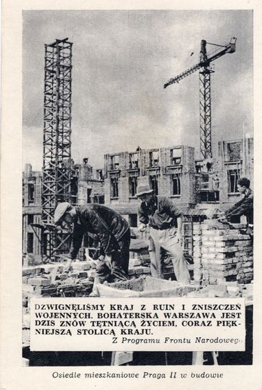 Murarze na budowie osiedla Praga II