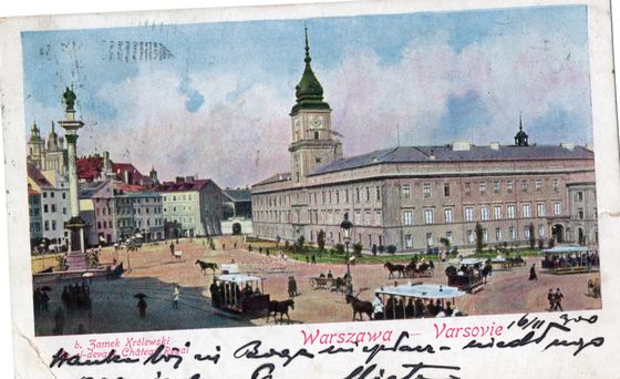 Plac Zamkowy w barwnej litografii